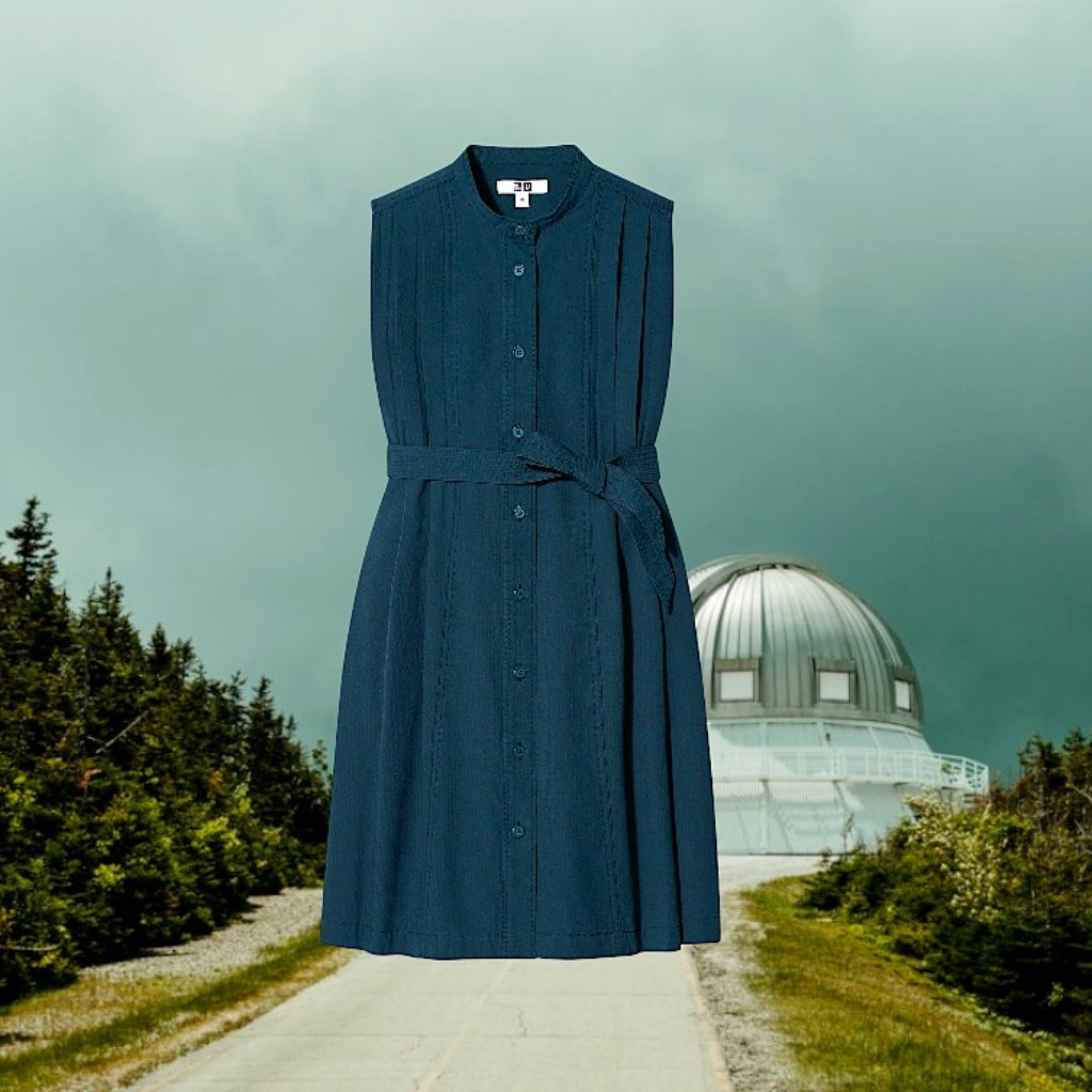 Uniqlo U Pleated Peacock Teal Belted Poplin Shirt Dress